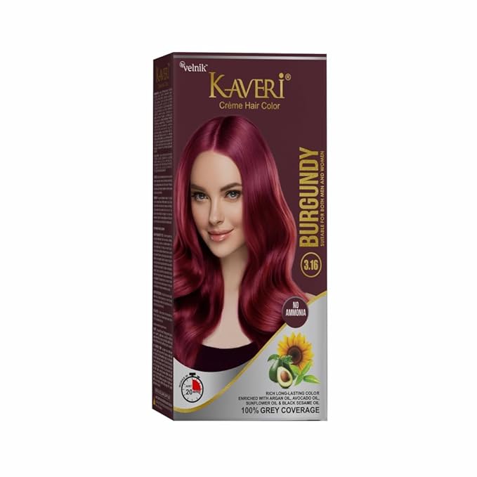 Creme Hair Color Permanent Hair Dye Color - With Improved Creme Formula for Gray Coverage Ammonia Free Hair Color Dye for Rich Bright Long lasting (Burgundy, 3.04 Fl Oz) - Pack Of 2