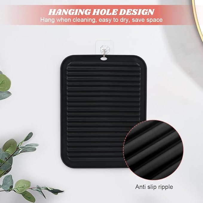Heat Resistant Silicone Mat for Hair Tools: Curling Iron, Flat Iron, Hair Straightener - Portable Hair Styling Pad Cover(Black)