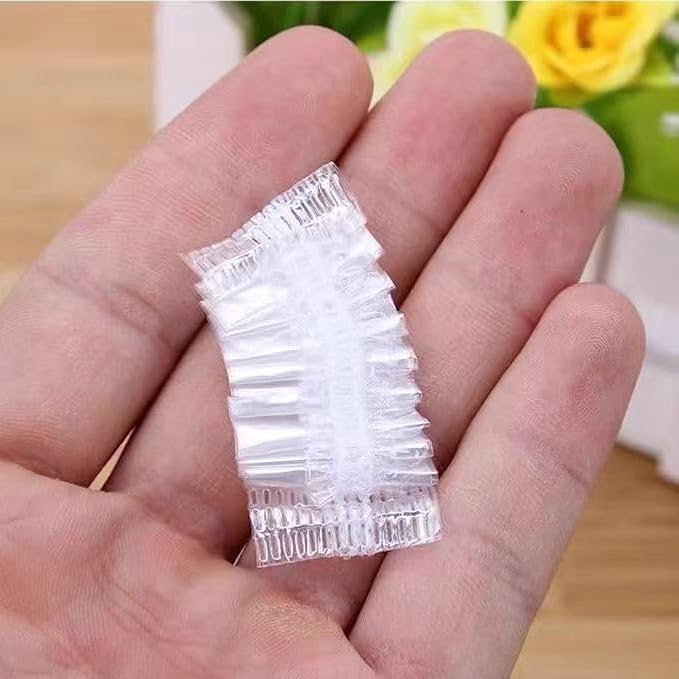 200 PCS Disposable Ear Covers for Shower, Clear Plastic Ear Shower Caps, Waterproof Ear Protectors for Hair Dye