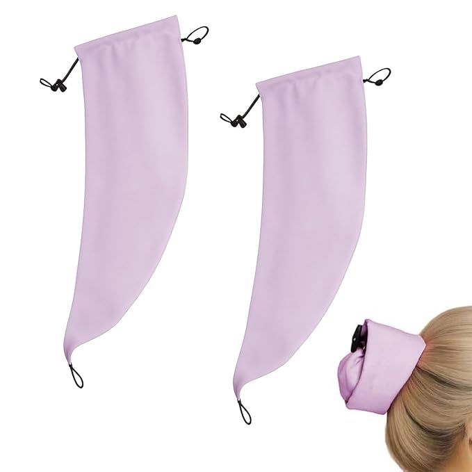 Waterproof Hair Sleeve for Long Hair, Crown Washing Shower Cap Ponytail, Reusable Adjustable, Quick Root Refresh for Shower Gym Travel Pool Beach, Time Saver (Purple, 2PC)