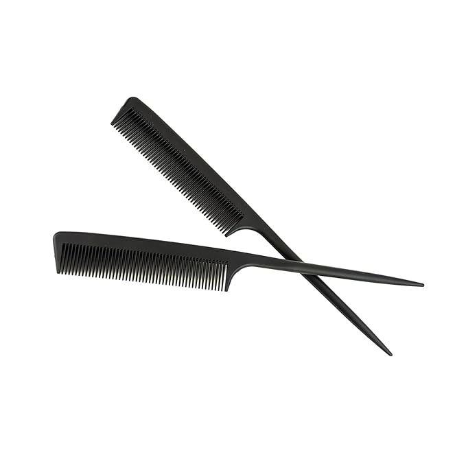 3-Piece Hair Comb Set: Fine Tooth, Root & Teasing Comb for Men & Women - Barbers Styling Tool (Black)