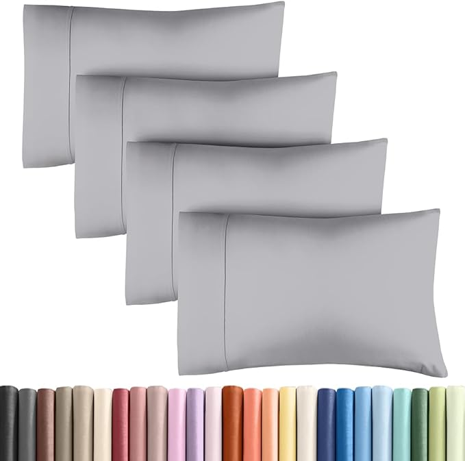 King Pillow Cases - 4 Pack - Super Soft Pillowcase Covers - Envelope Enclosure - Hotel Quality Pillow Protectors - Wrinkle Free, Shrink & Stain Resistant - Machine Washable - 20" x 40" (Steel Blue)