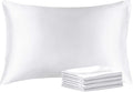 BEDELITE Satin Pillowcase with Zipper 4 Pack, White Pillow Cases Standard Size, Super Soft and Cooling Similar to Silk Pillow Cases, Gift for Women Men(20x26 Inches)