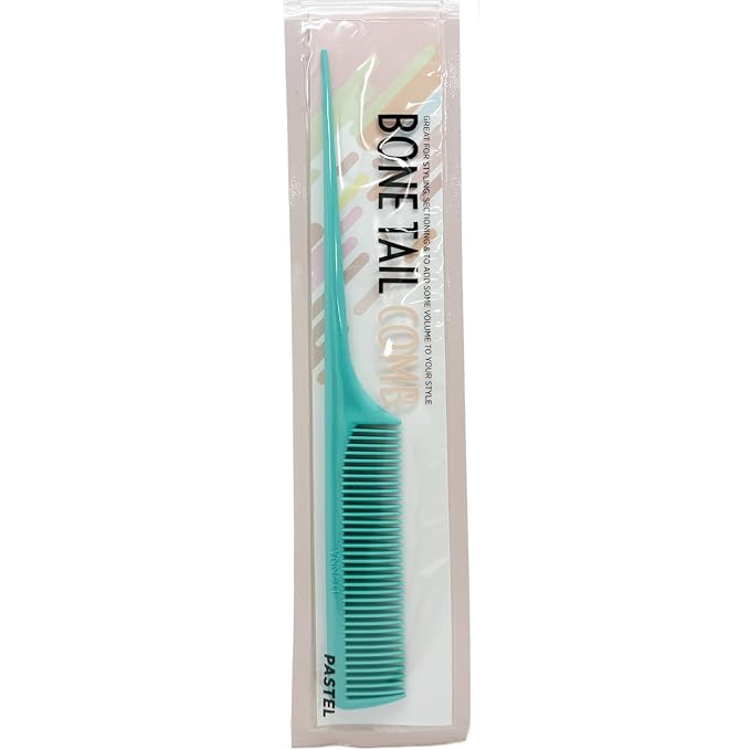 DONNA Bone Tail Comb – Assorted Color Pastel Styling Comb for Sectioning, Volume & Parting – Fine Tooth Hair Comb for Women, Men & Professionals (GREEN)
