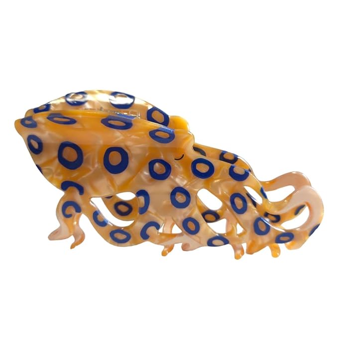 Novelty Blue-Ringed Octopus Hair Clip,Acetate Hair Claw,Big Hair Clips for Women