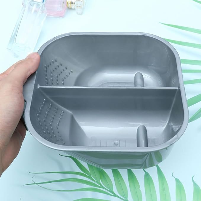 FRCOLOR Double Hair Dye Mixing Bowls with Handle 6.8 Inch Dual Compartment Hair Color Bowls for Salon and Home Use Coloring Tools