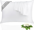 100% Silk Pillowcase 2 Pack for Hair and Skin, Both Sides 23 Momme Grade 6A+ Mulberry Silk Pillowcases with Hidden Zipper, Soft&Smooth Cooling Pillow Cases (White, Queen 20×30)