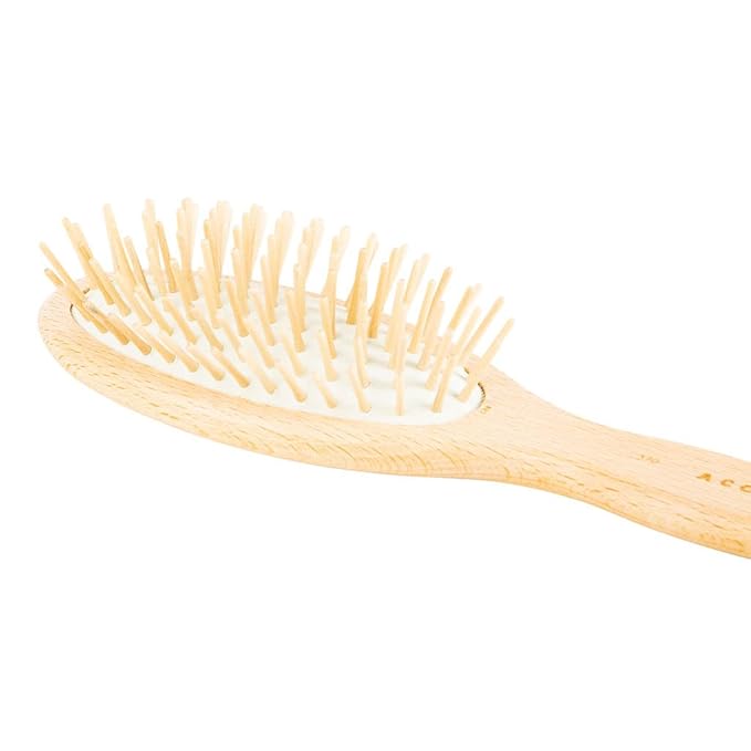 ACCA KAPPA Natural Oval Hair Brush Wooden Pins Beechwood Anti-Static Scalp-Massage Detangler