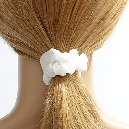 Cotton Hair Scrunchies Single Jersey Solid Color Ponytail Holders Elastic Hair Ties for Women Accessories (Beige)