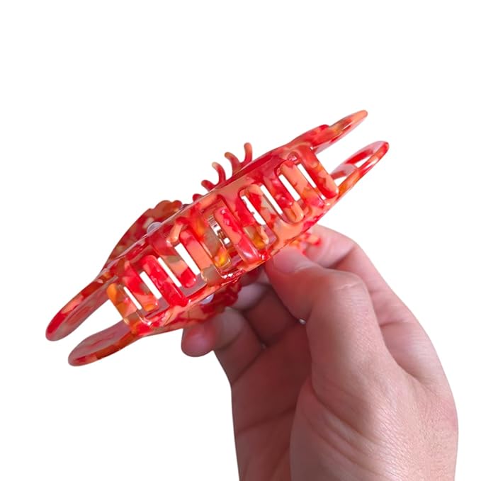 Novelty Shrimp Hair Clips,Cute Acetate Hair Clip,Big Claw Clips for Women,Red