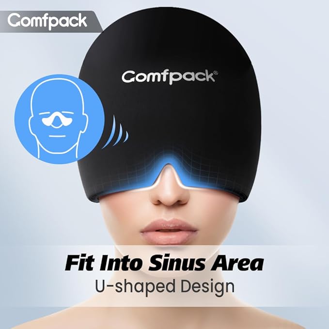 Migraine Relief Cap, FSA Eligible, Full Head Cold Compress Soft Stretchy Headache Relief Cap for Tension, Sinus, Stress Relief, Hangover Ice Hat, Puffy Eyes, Gifts for Migraine Sufferers