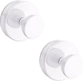 Suction Cup Hooks for Shower, Removable Towel Hooks for Bathroom Window Glass Door Wall, Bath Robe Looafh Hook for Hanging - 2 Pack, White
