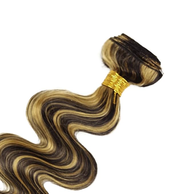 34 Inch Highlight Bundles Human Hair Blonde Body Wave Bundles Niegmeag Brazilian Virgin Soft and Silky Remy Hair Extensions 2 Tone Black and Honey Blonde Bundle