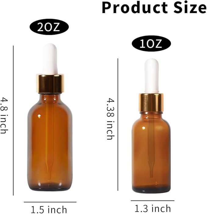 24P, 2oz Dropper Bottle, Droppers for Oils, Small Glass Bottles with Lids Clear Glass Jars