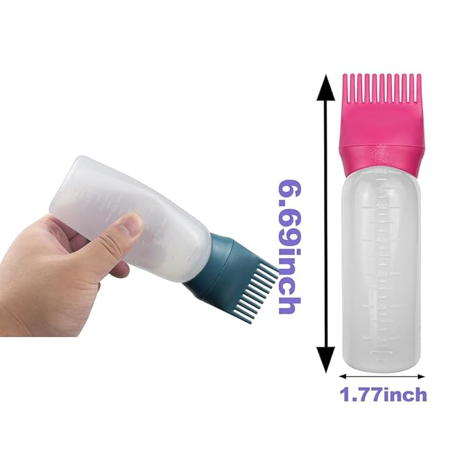 ELANE 4 Pack Hair Oiler Comb Bottle,Root Comb Applicator Bottle for Hair Oil Scalp Hair Oiling Applicator(Grey+Purple+Red+Green)