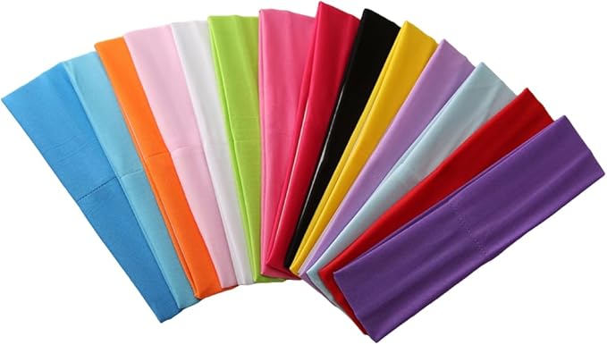 Sport Yoga Headbands,Pack of 14,Fashion Soft Elastic Polyester Sweatband Yoga Stretchy Headband for Women Man Girl