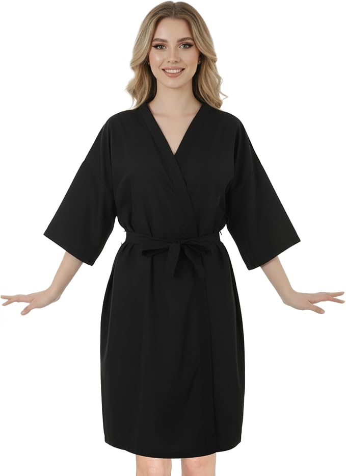 Salon Smock Barber Smock with Adjustable Tie for Hair Cutting, Black Salon Cape, Professional Stylist Jacket Waterproof Haircut Cape
