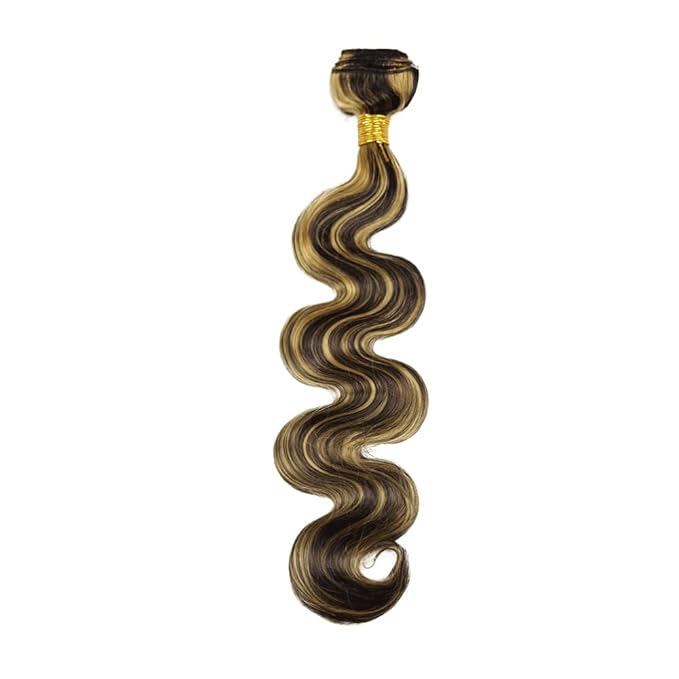 Highlight Bundles Human Hair Blonde Body Wave Bundles 26 Inch Niegmeag Brazilian Virgin Soft and Silky Remy Hair Extensions 2 Tone Black and Honey Blonde Bundle