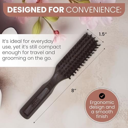 SHASH 100% First Cut Boar Bristle Hair Brush, Suitable For Thin To Normal Hair - Naturally Conditions Hair, Improves Texture, Exfoliates, Stimulates, Made in Germany (Black, Small)