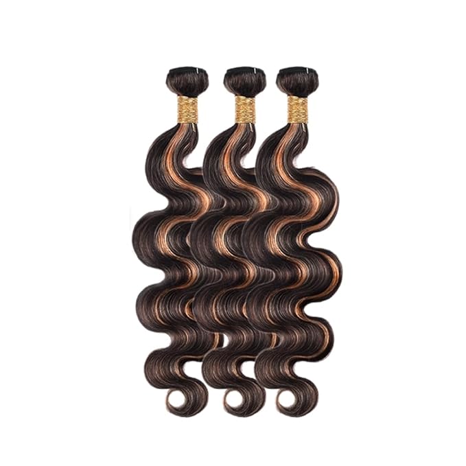 Highlight Body Wave Bundles P1B30 Human Hair Bundle Niegmeag Hair Grade 8A Brazilian Virgin Remy Hair Extensions 24 26 28 Inch 2 Tone Black and Light Brown Bundles