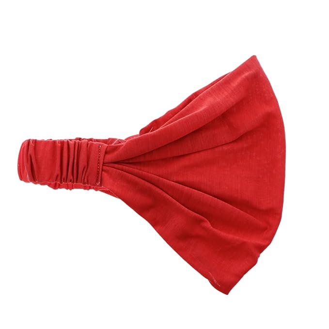 Red Wide Cotton Head Band Solid Boho Yoga Style Soft Hairband
