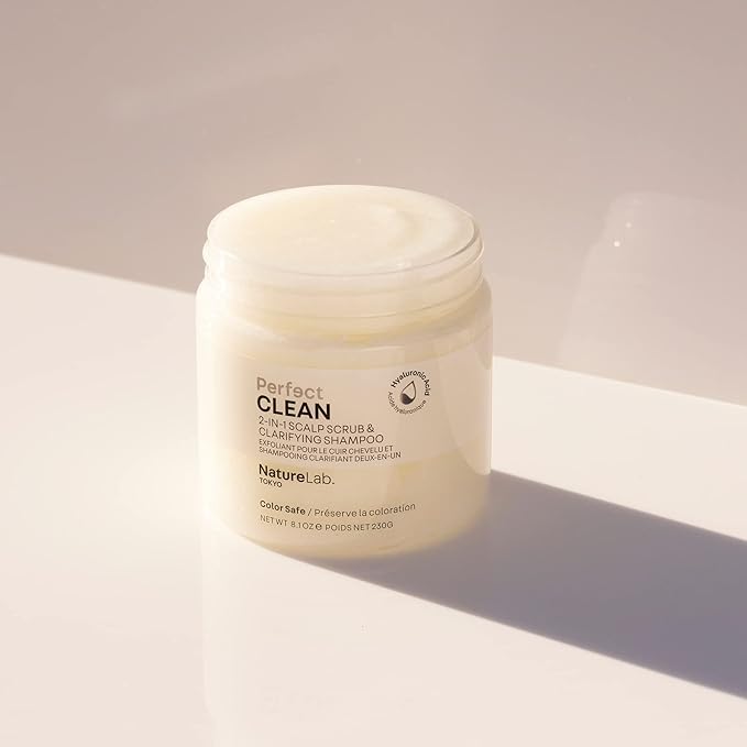 NatureLab.TOKYO Perfect Clean Scalp Scrub & Clarifying Shampoo - Exfoliating Sugar Crystals, Probiotic Sake Water, Hyaluronic Acid - 2-in-1 Deep Scalp Cleanser for Shine & Hydration, 8.1 oz, Original