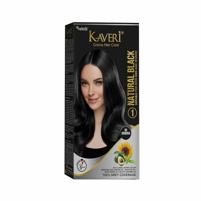 Creme Hair Color Permanent Hair Dye Color - With Improved Creme Formula for Gray Coverage Ammonia Free Hair Color Dye for Rich Bright Long lasting (Black, 3.04 Fl Oz) - Pack Of 2