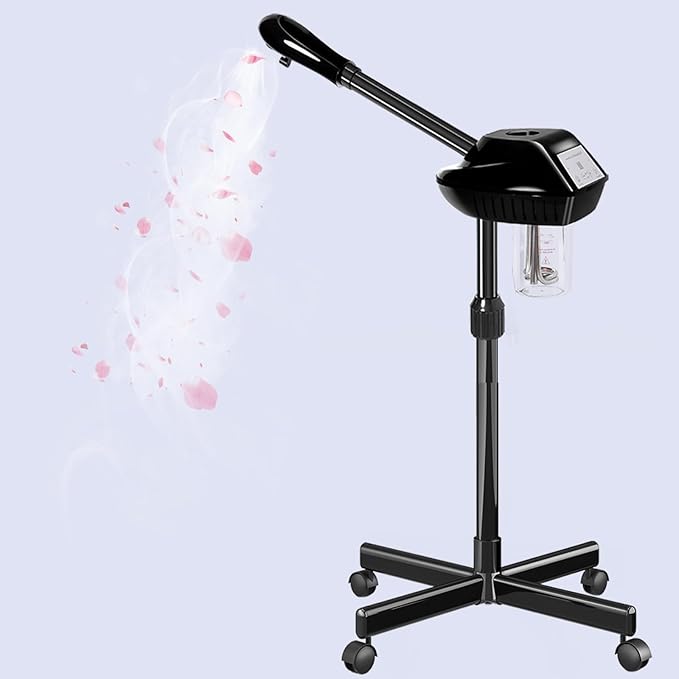 Professional Facial Steamer, Facial Steamer on Wheels with Timer Function, Ozone Face Steamer for Spa, Salon and at Home Use