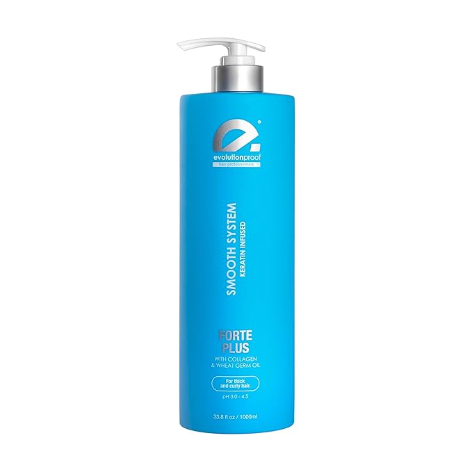EvolutionProof Forte Plus Keratin Smooth System – Professional Smoothing Hair Therapy with Argan Oil & Hydrolyzed Keratin – Long-Lasting Anti-Frizz & Shine Treatment – 33.8 oz