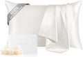 THXSILK 100% Silk Pillowcase for Hair and Skin, Both Sides Grade 6A+ Mulberry Silk Pillow Case with Hidden Zipper, Soft Smooth White Pillowcase(1pc, Queen Size 20"x30")