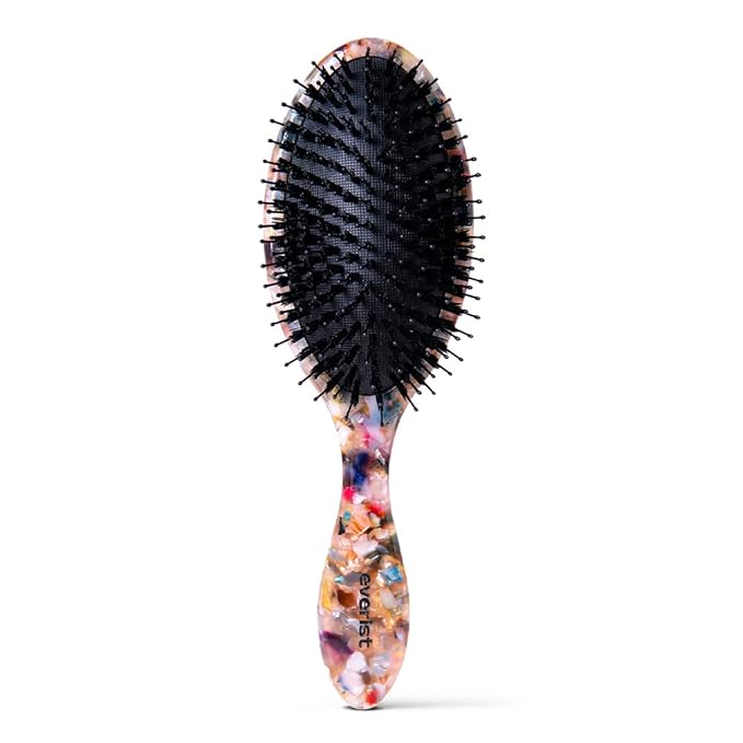 Everist Smooth & Shine Hair Brush – Vegan Boar Bristle Detangling & Smoothing Brush for All Hair Types