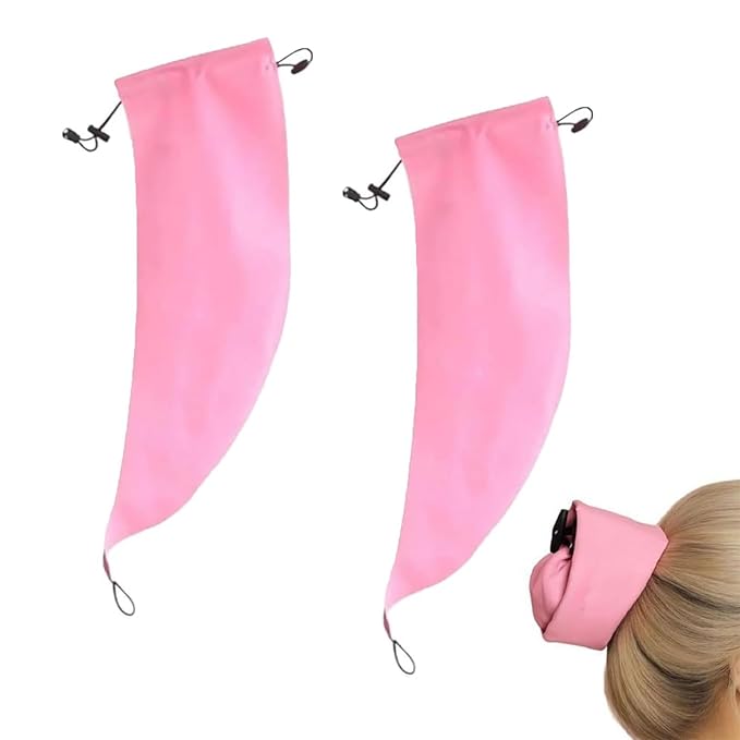 Waterproof Hair Sleeve for Long Hair, Crown Washing Shower Cap Ponytail, Reusable Adjustable, Quick Root Refresh for Shower Gym Travel Pool Beach, Time Saver (Pink, 2PC)