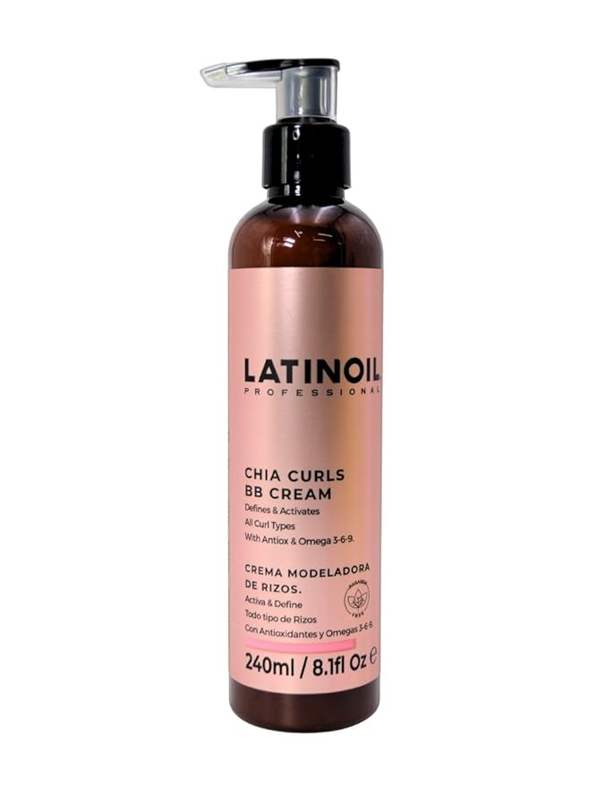LATINOIL - Curl Defining Hair Cream - Lightweight Curl Enhancing Cream for Curly & Wavy Hair - Anti Frizz Moisturizing Styling Product with Chia Seed Oil & Amino Acids - Leave In Conditioner - 8.1 Oz