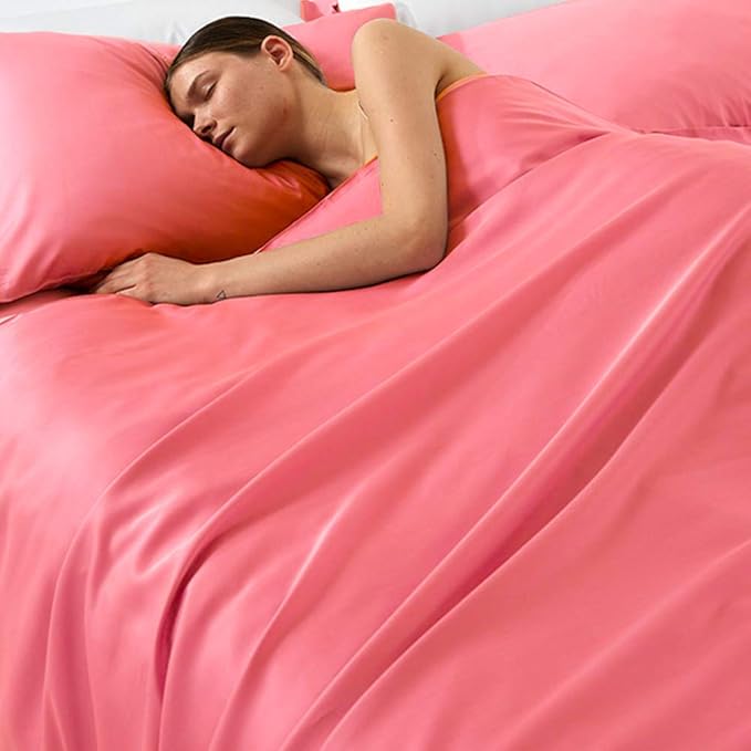 NTBAY Zippered Satin Pillow Cases for Hair and Skin, Luxury King Hidden Zipper Pillowcases Set of 2, 20x36 Inches, Coral Pink