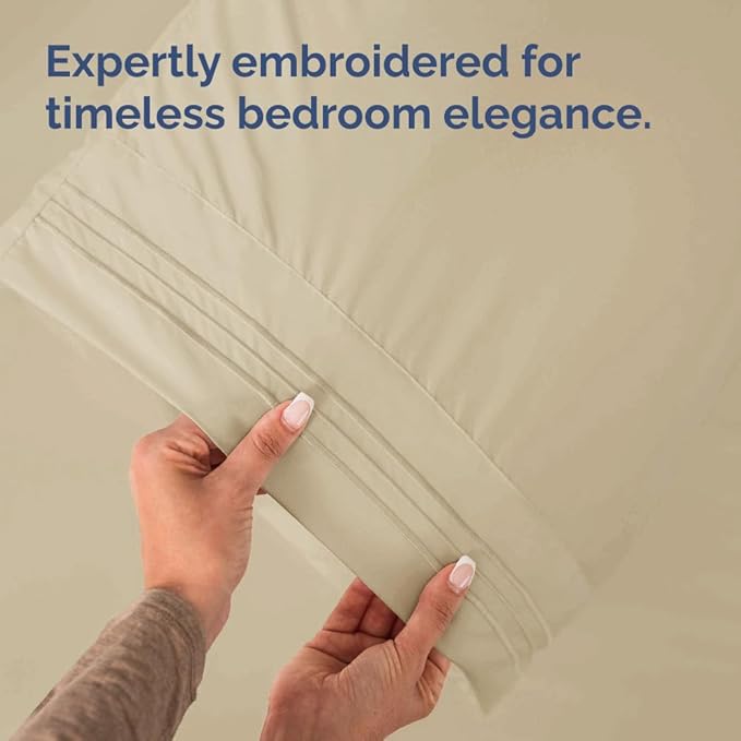 Queen Pillow Cases Set of 6 - Ultra Soft Hotel Quality Pillowcase Covers - Comfy & Wrinkle Free - Shrink, Stain and Fade Resistant - Easy-Care, Machine Washable Pillow Protectors - 6 Pcs Set - Cream