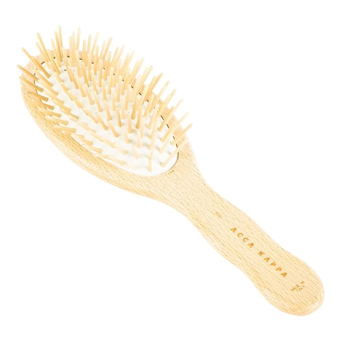 ACCA KAPPA Natural Oval Hair Brush Wooden Pins Beechwood Anti-Static Scalp-Massage Detangler
