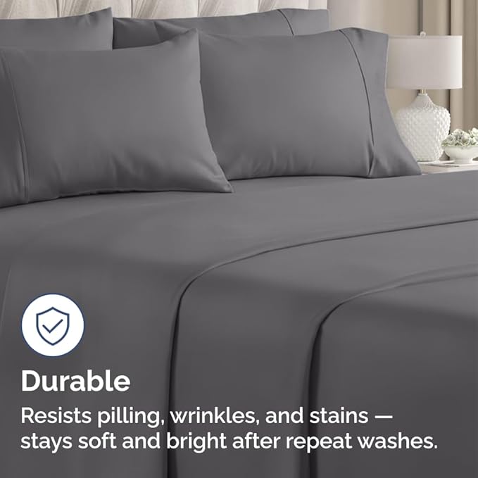 Queen Pillow Cases - 4 Pack - Super Soft Pillowcase Covers - Envelope Enclosure - Hotel Quality Pillow Protectors - Wrinkle Free, Shrink & Stain Resistant - Machine Washable - 20" x 30" (Dark Grey)