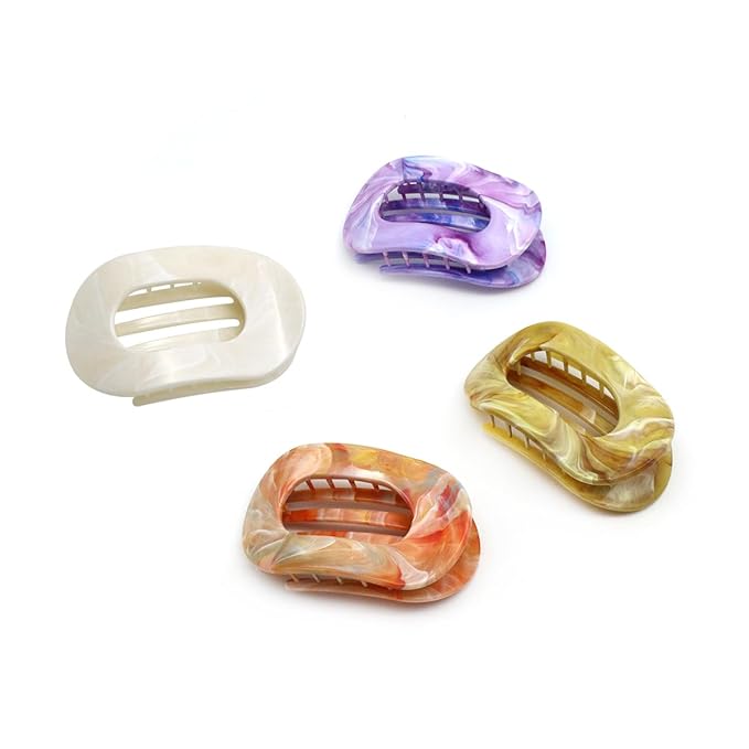 Flat Hair Claw Clips for Women,Matte Medium Hair Clips for Thick & Thin Hair- Comfortable Everyday Use for Office, Yoga, Party & Casual Styling (4PCS G)