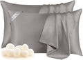THXSILK Set of 2 Mulberry Silk Pillowcases for Hair and Skin, 100% Mulberry Silk Bed Pillowcase with Hidden Zipper, Silk Pillow Covers Soft Breathable Smooth, Silk King Pillow Case (Grey)
