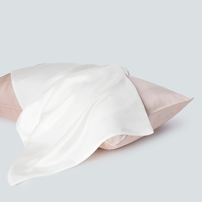 White Silk Pillow Cases King with Zipper Made in USA, Real 22 Momme Mulberry Silk Pillowcase for Hair and Skin, Premium Pillow Cover, 100% Organic, Anti Acne, 1 Pc 20"x36" (King, White)