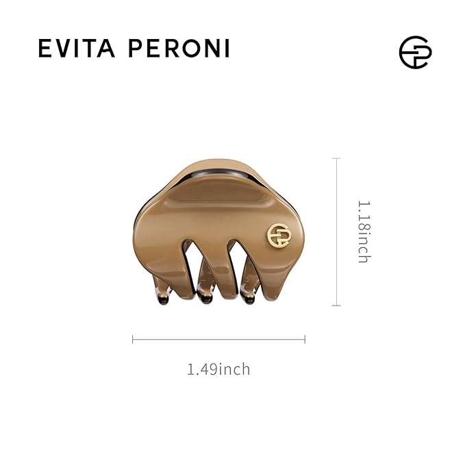 EVITA PERONI Small Hair Clips, Mini Hair Clip for Hair, Little Tiny Claw Clips for Women Girls Half Updo, Caramel Brown