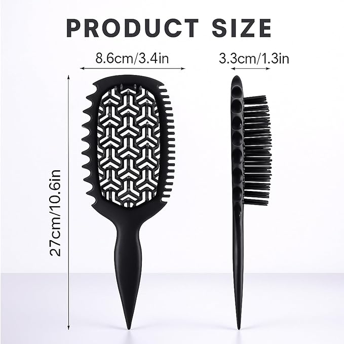 Curl Defining Brush, Vented Curly Hair Brush for Effortlessly Detangling Shaping and Styling, Candy Brush for Wet or Dry Hair Types for Women and Girl, Defining with Side Gear, Reduces Frizz (Black)