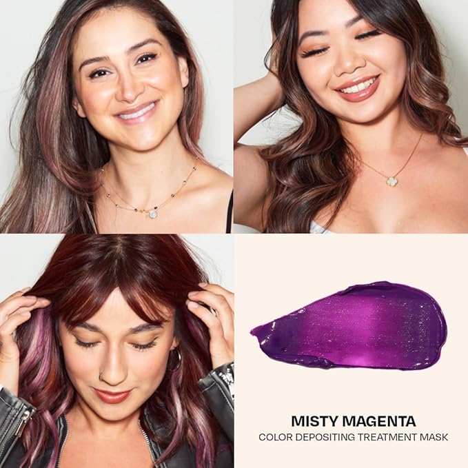 oVertone Haircare Color Depositing Conditioner - 8 oz Semi-Permanent Tint with Shea Butter & Coconut Oil - Temporary Vegan, Cruelty-Free Hair Tint/Dye - Smoky Magenta