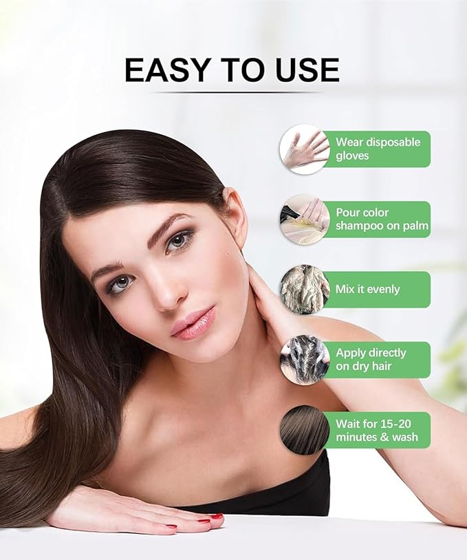 Herbishh Golden Brown 3 in 1 Hair Dye Shampoo 400 ML PPD Free + Hair Color Stain Protector – Dye Shield or Defender for Skin