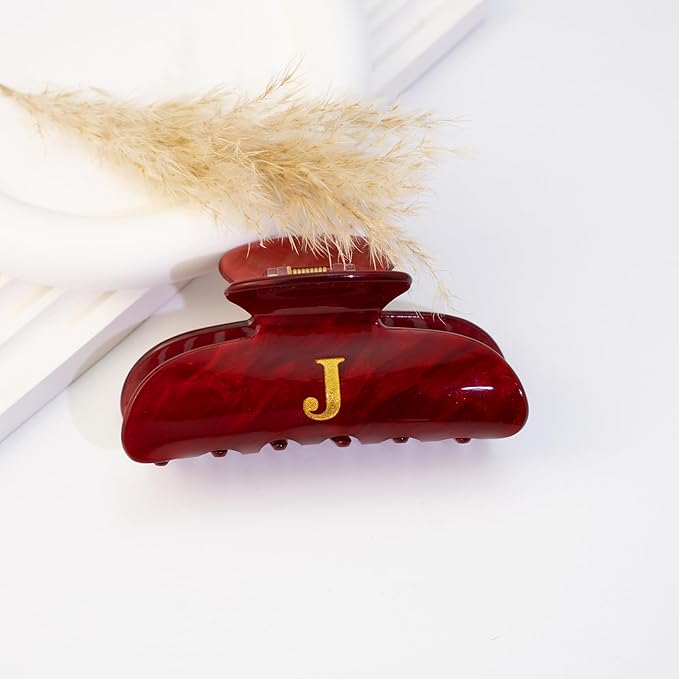 Initial Cute Hair Clips - Red Letter Elegant Hair Claw Clips, Fashion Glitter Claw Clips Durable Hair Clips, Wedding Gift, Bridesmaid Gifts, Birthday Gifts, Christmas Gift, Letter E