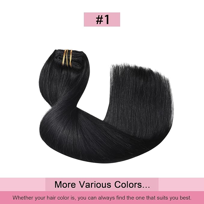 Pro2.0 Clip in Hair Extensions Real Human Hair 22inch 7pcs #1 Jet Black Remy Real Hair Extensions Clip in Human Hair 120g Thick Seamless Double Weft for Women（#1-22inch）