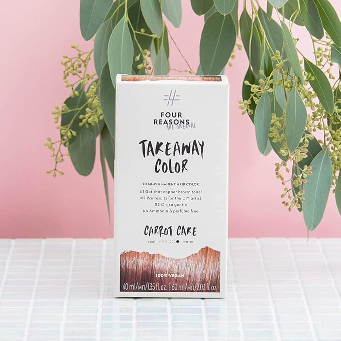 Four Reasons Original Takeaway Color - Carrot Cake – 6.4 Copper Brown - Demi-Permanent Hair Color - Ammonia-Free and Fragrance-Free Hair Dye - 100% Vegan & Cruelty Free