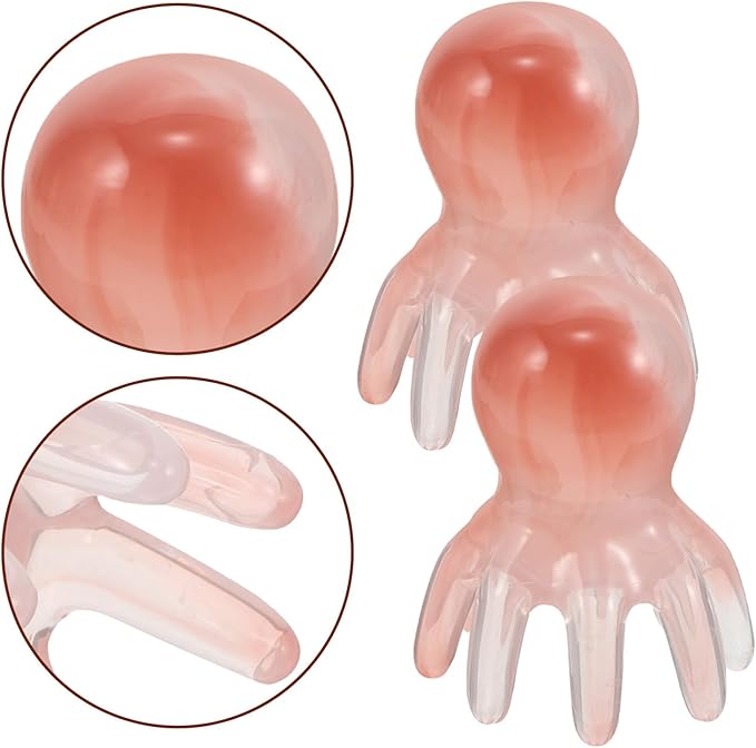 2Pcs Octopus Scalp Massager Comb Pink, Handheld Head Scratcher and Hair Scalp Massager Tool for Acupressure, Deep Relaxation, Hair Care, and Neck Back Massage