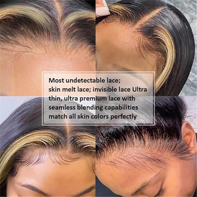 200% Density 13x6 Lace Front Wigs Human Hair Pre Plucked Body Wave HD Transparent Ombre Lace Front Wigs Glueless Wigs Human Hair 13x6 Balayage Wigs Human Hair Wigs For Women 32 Inch