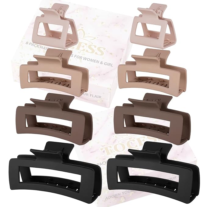 TOCESS Hair Claw Clips for Women - Unbreakable Small Medium Big Extra Large 4 Sizes Clip Set for Thick Thin Hair, Hard to Break Neutral Hair Claws for Long Short Hair Girls (8PCS)